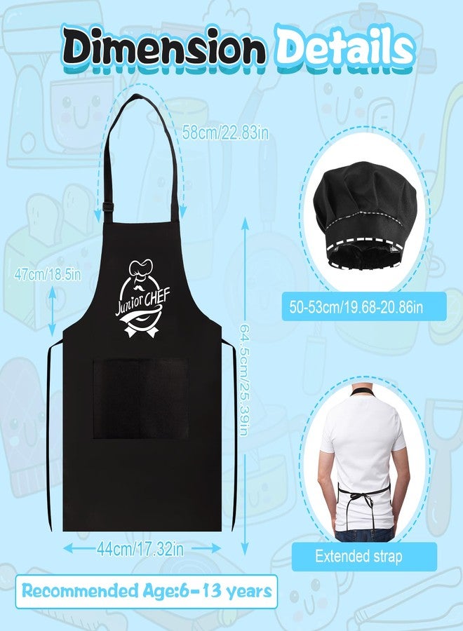YFDFFSDCY Kids Apron and Chef Hat Set, “Junior CHEF” Adjustable Funny Apron Child Kitchen Apron Cooking Baking Painting with 2 Pockets for Boys and Girls - Image 2